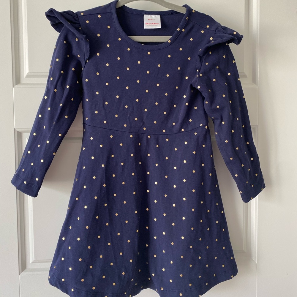 Hanna Andersson Navy/Gold dot dress